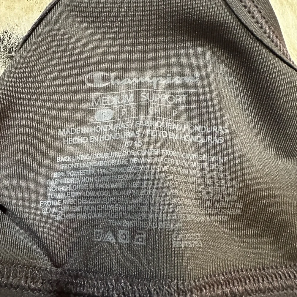 CHAMPION Youth Girl’s Charcoal Gray Medium Support Black Sports Bra Size Small